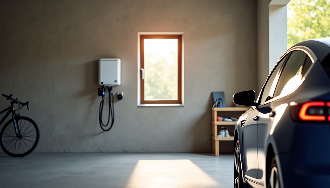 Borne de recharge électrique installée dans un garage à Saint-Germain-en-Laye
