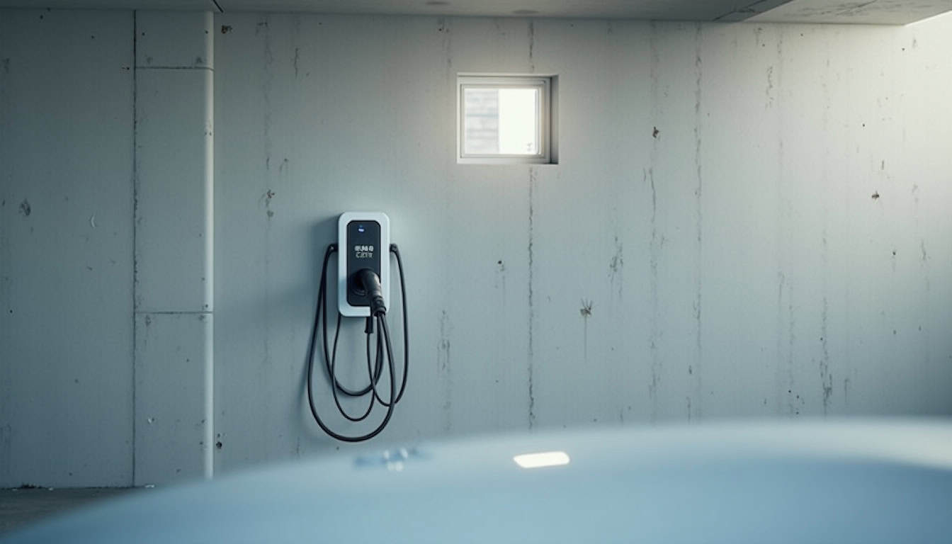 Borne de recharge électrique installée dans un garage privé à Seyssins