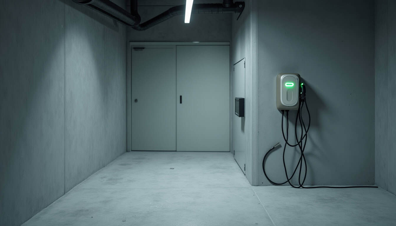 Borne de recharge électrique installée dans un parking de copropriété à Trappes