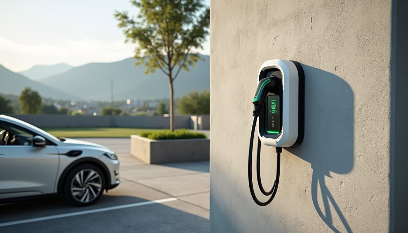 Borne de recharge électrique installée dans un parking d’entreprise à Meylan