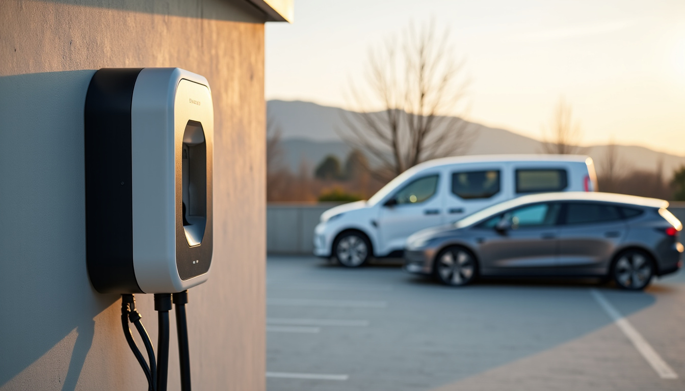 Borne de recharge électrique installée dans un parking d’entreprise à Tarbes