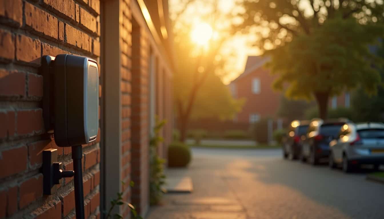 Borne de recharge électrique installée devant une maison à Patay