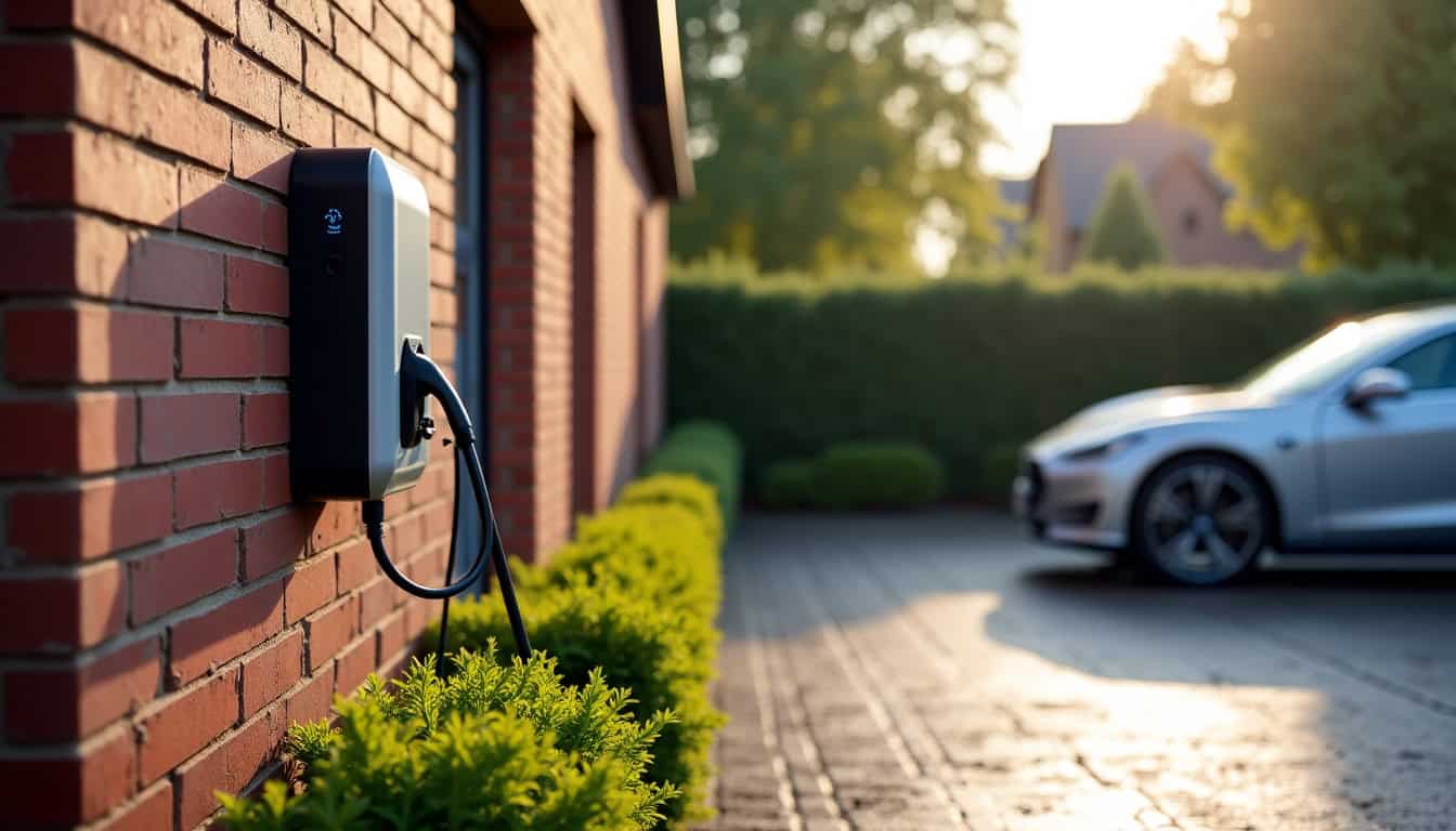 Borne de recharge électrique installée en extérieur à La Louvière