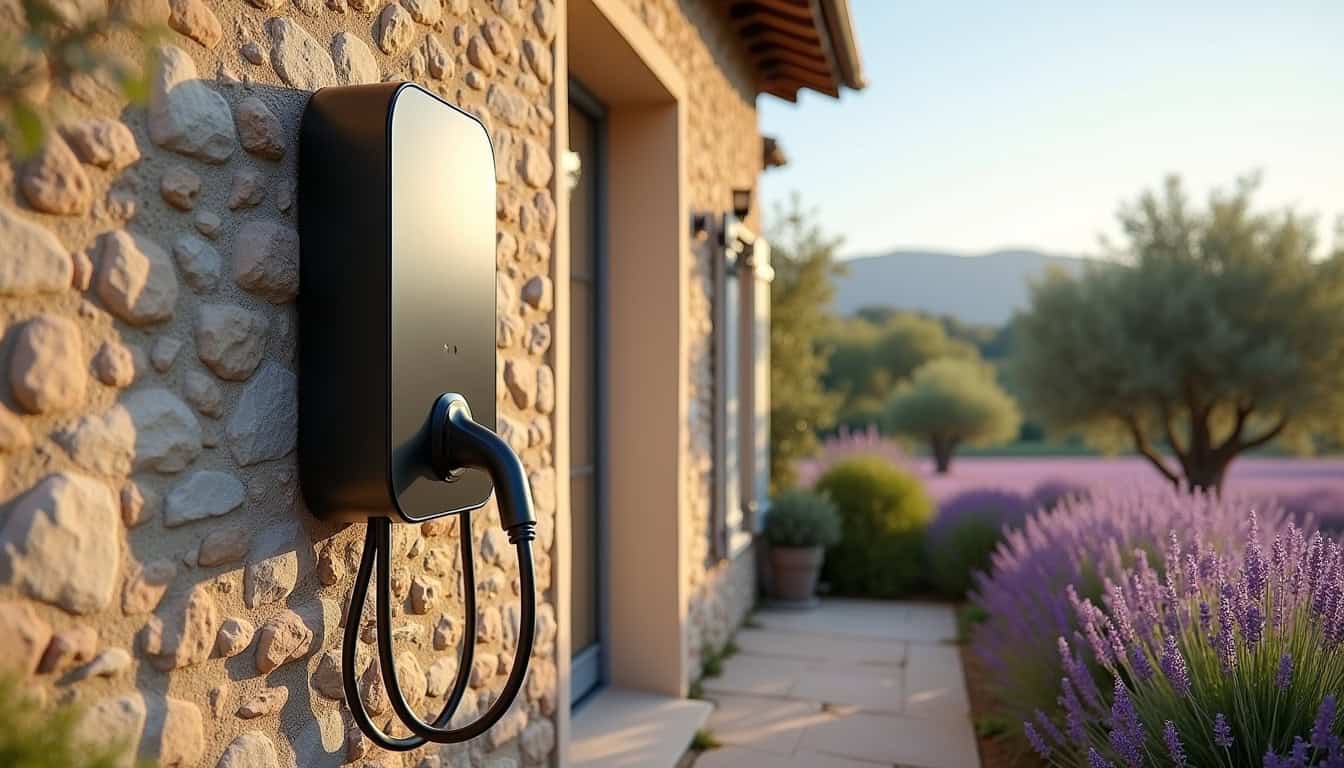 Borne de recharge électrique installée en extérieur à Rousset