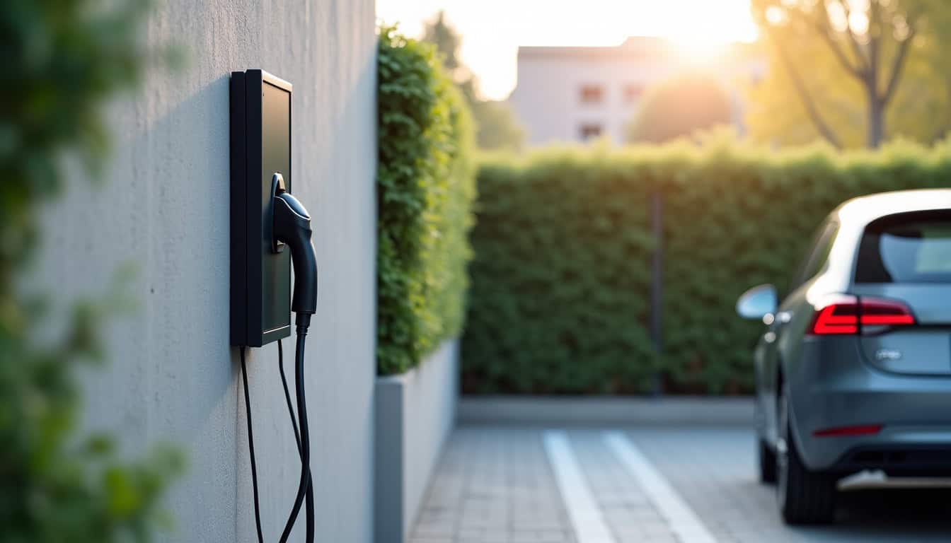 Borne de recharge électrique installée le long d