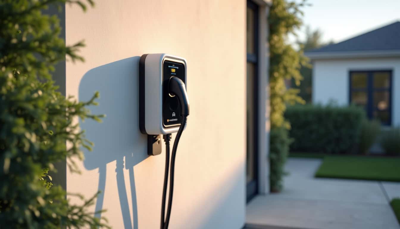Borne de recharge électrique installée sur la façade d