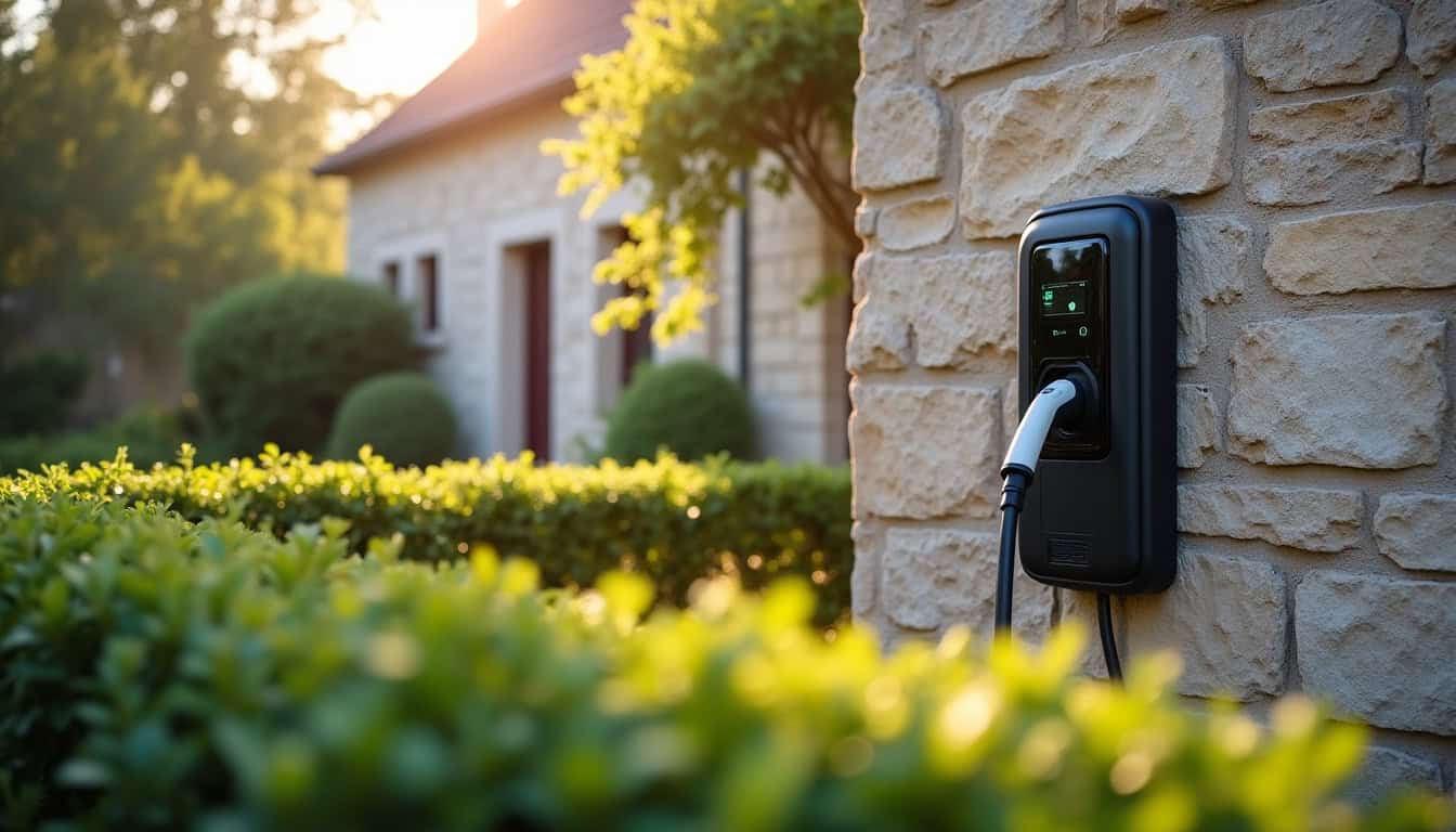 Borne de recharge électrique installée sur la façade d