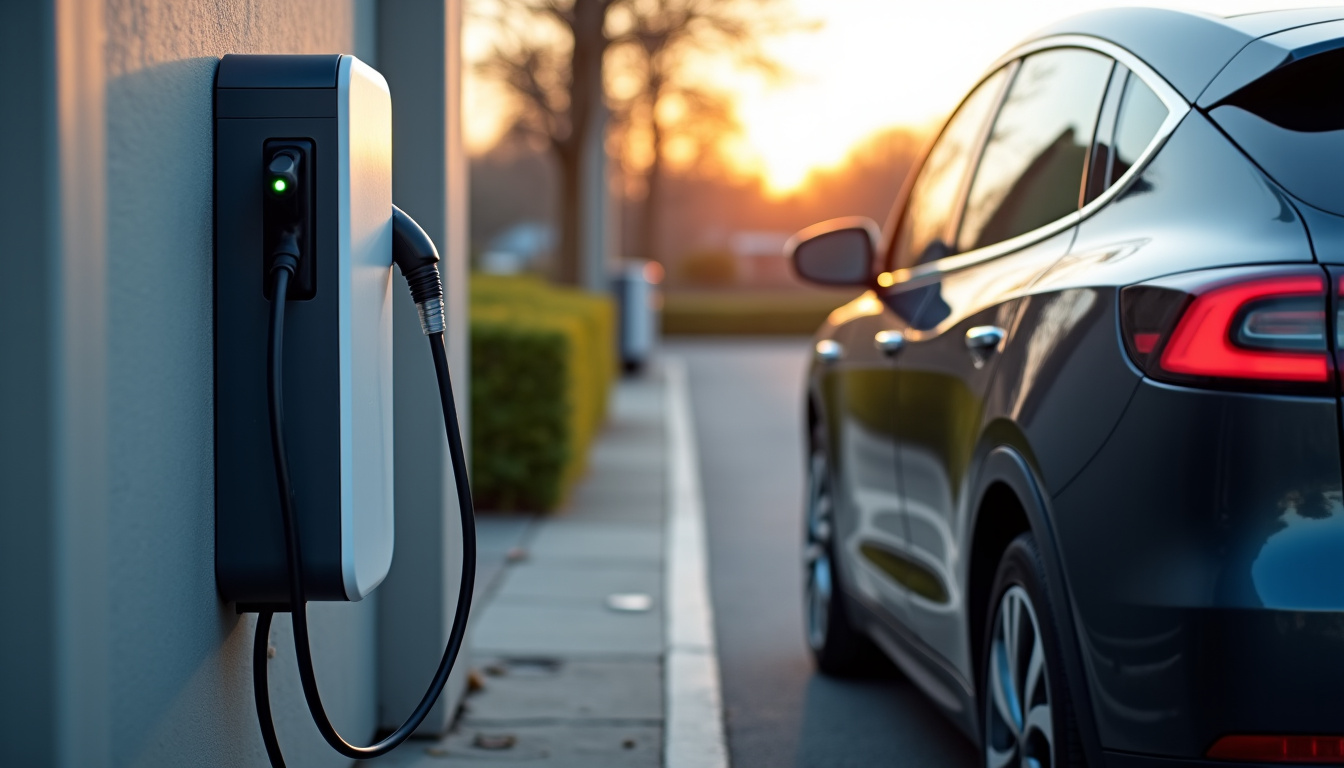 Borne de recharge électrique installée sur une place de stationnement privée à Saint-Jean-de-Boiseau