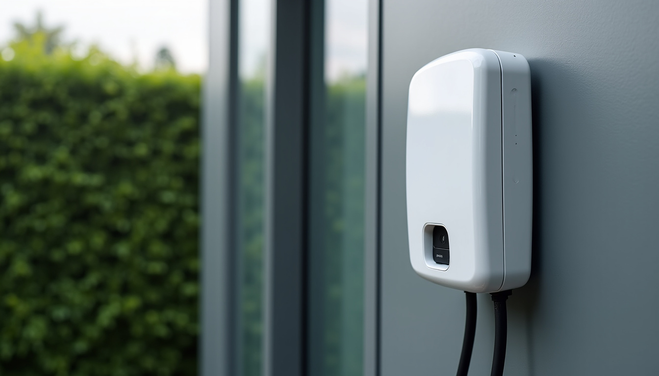 Borne de recharge électrique murale installée à l