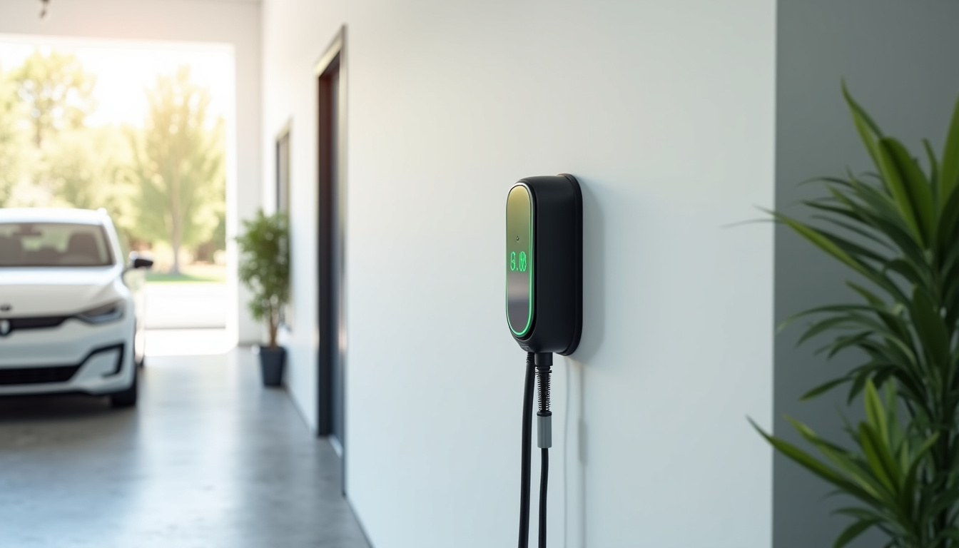 Borne de recharge électrique murale installée à l