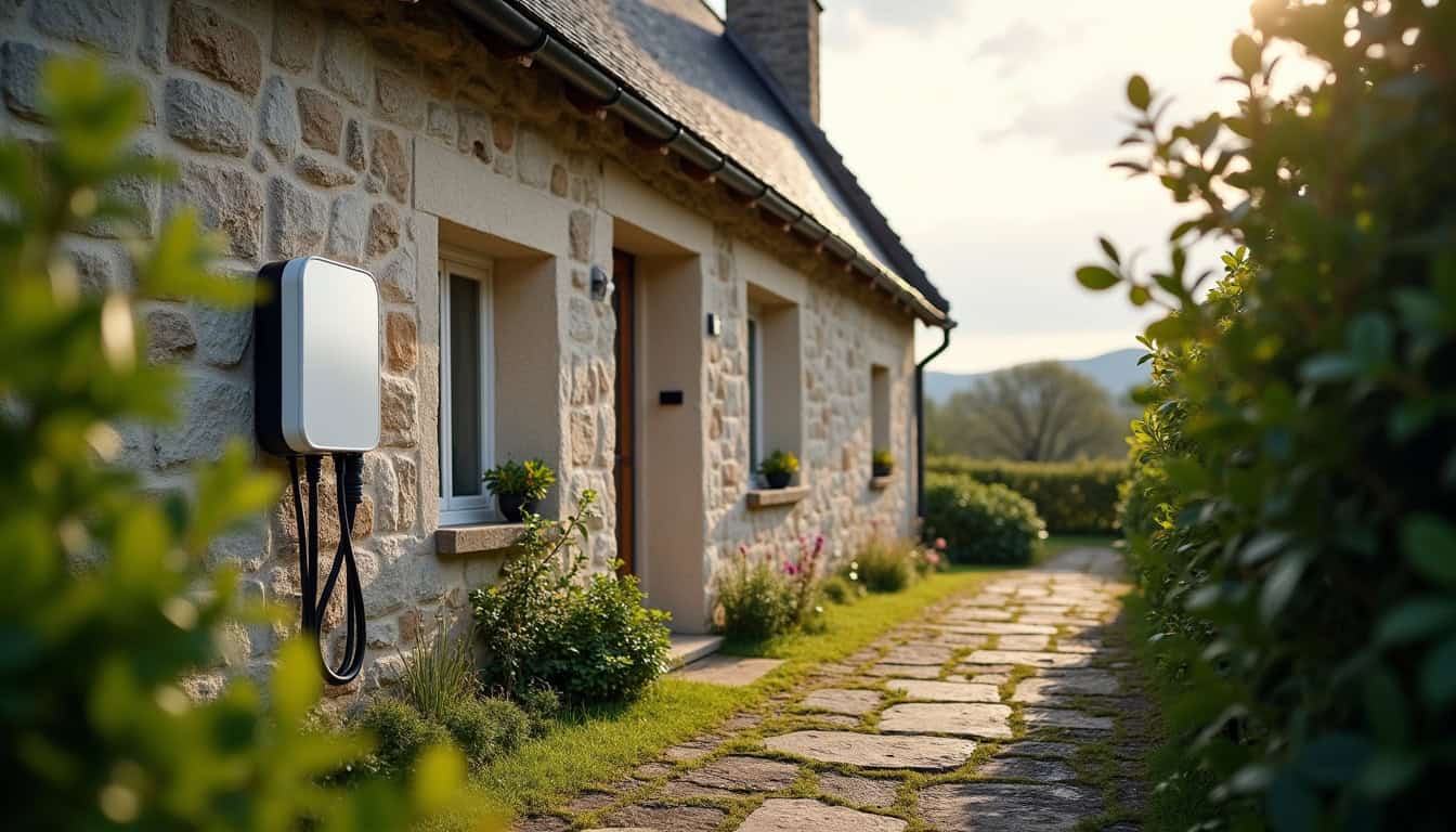 Borne de recharge électrique murale installée à l