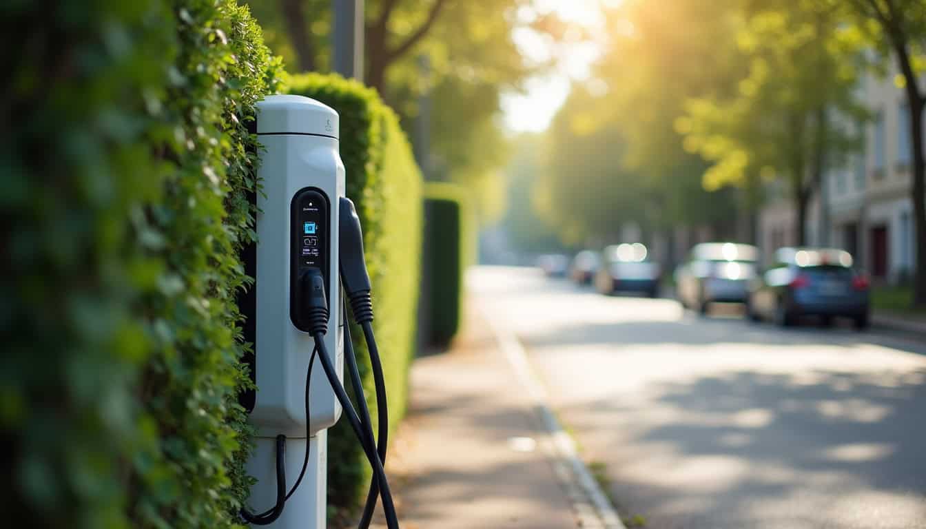 Borne de recharge électrique publique située à Boran-sur-Oise, rue Auchois-Dupont