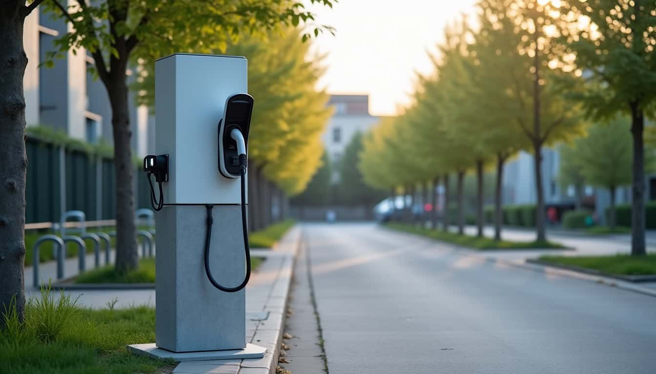 Borne de recharge électrique publique située à l