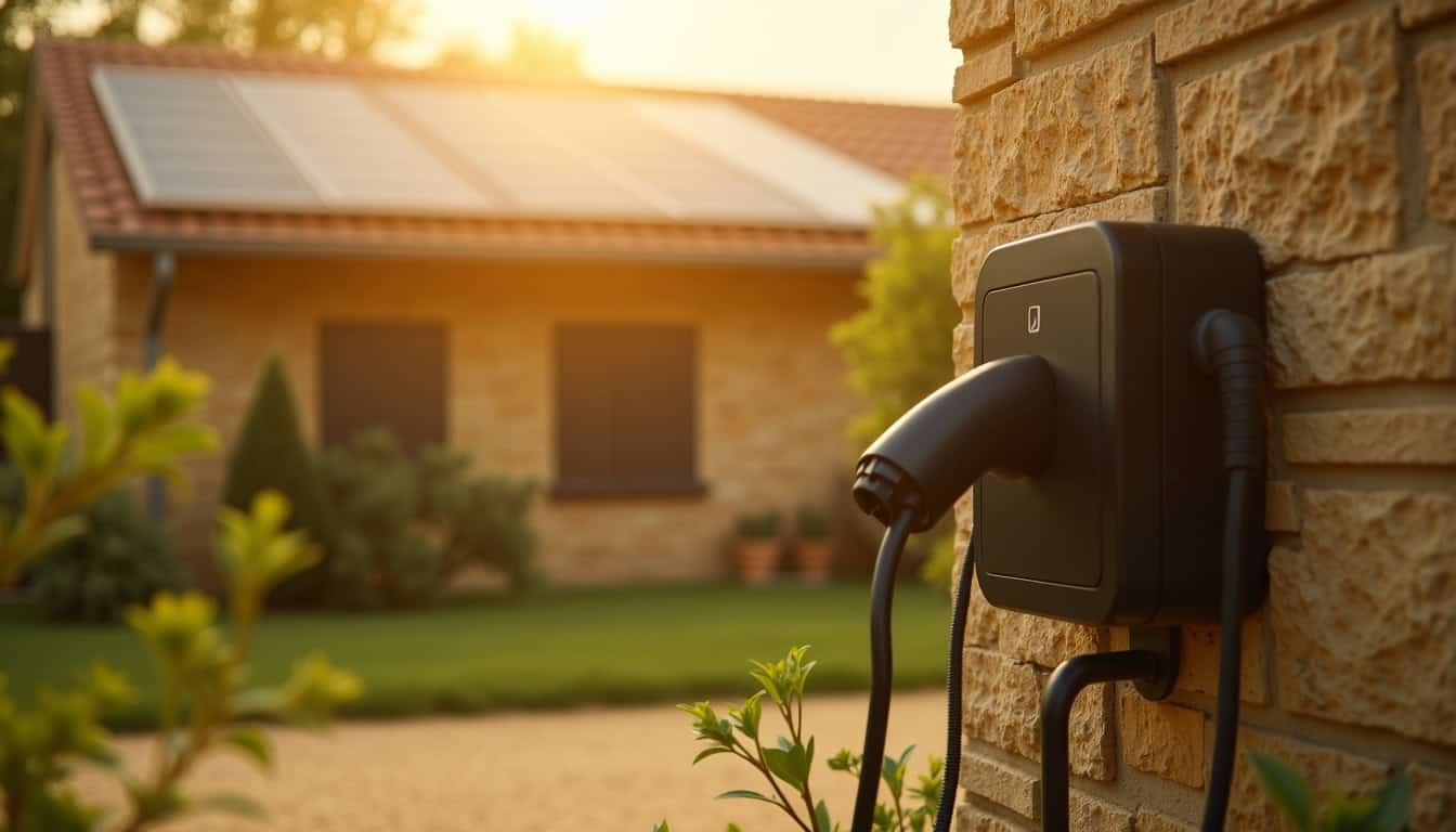 Borne de recharge électrique reliée à des panneaux solaires à Scorbé-Clairvaux