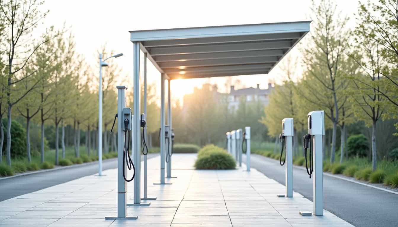 Borne de recharge électrique située au Foyer Maurice Fost à Vénéjan