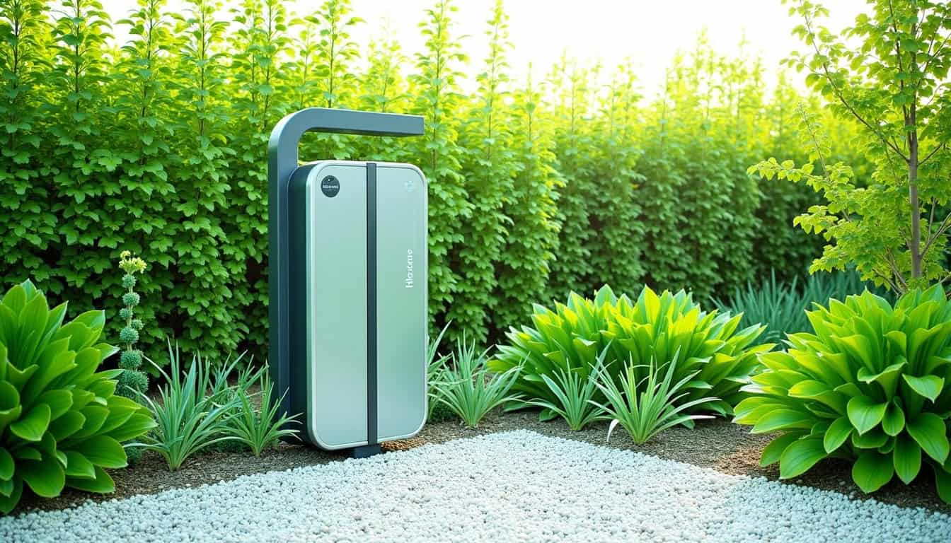 Borne de recharge électrique Witty one de Hager installée dans un jardin à Vénéjan