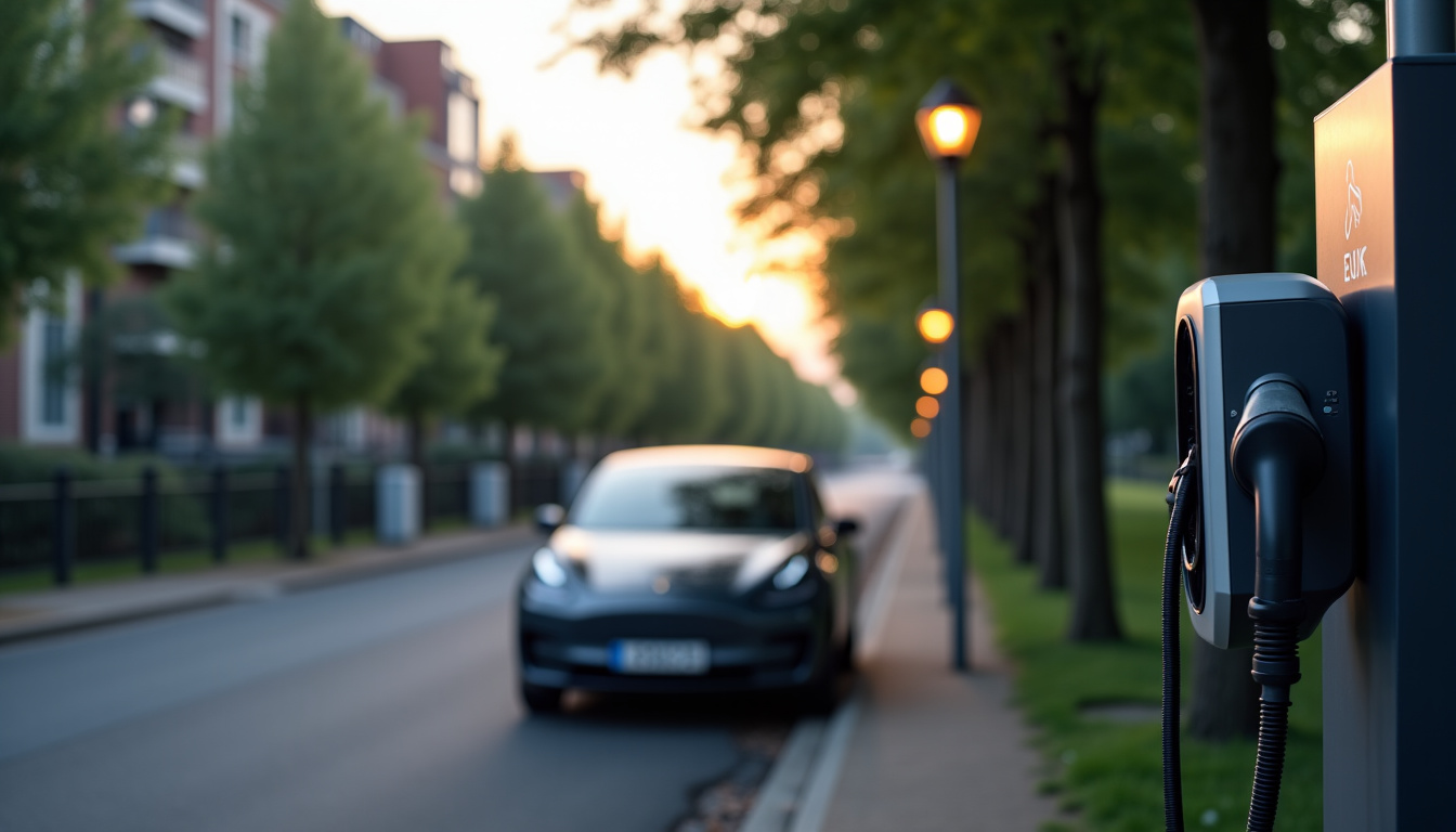 Borne de recharge en fonctionnement dans une rue de Louveciennes