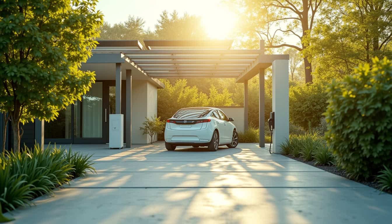 Borne de recharge installée avec panneaux solaires et système domotique