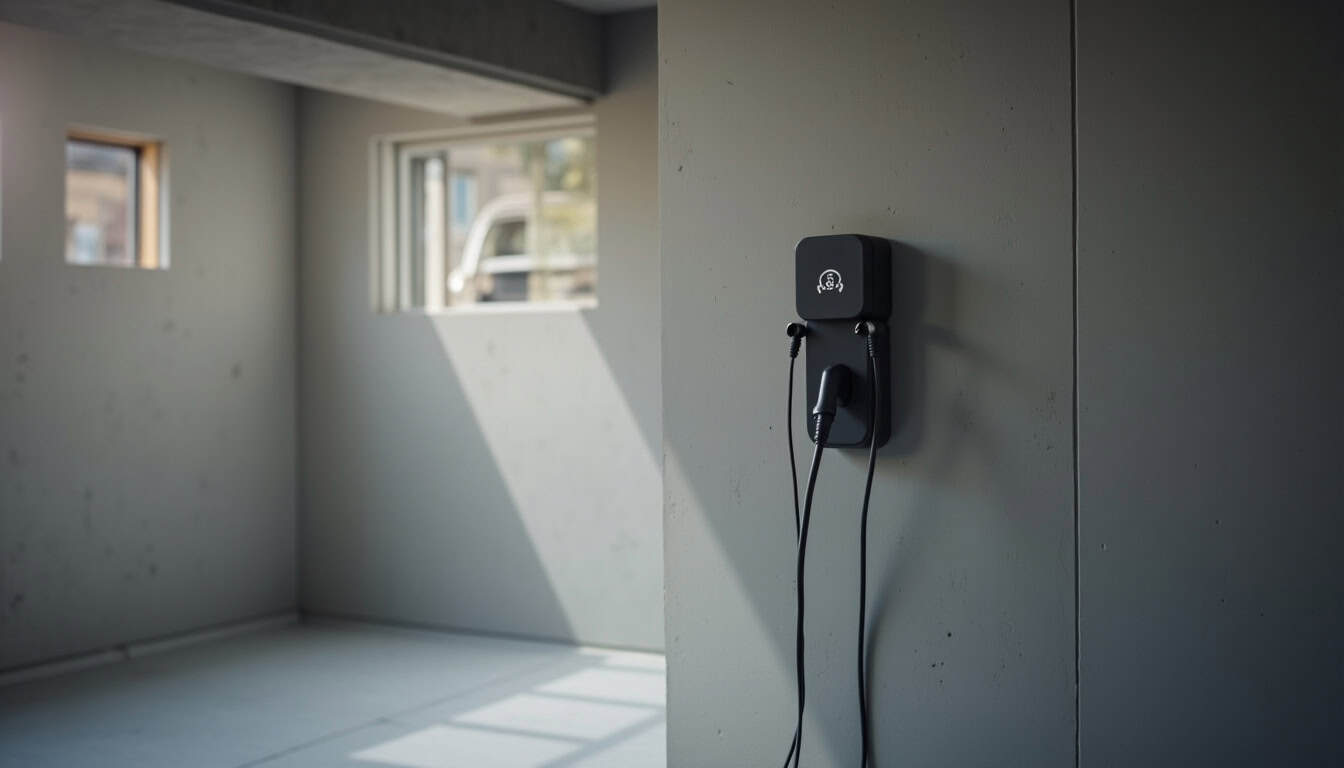 Borne de recharge installée dans le garage d