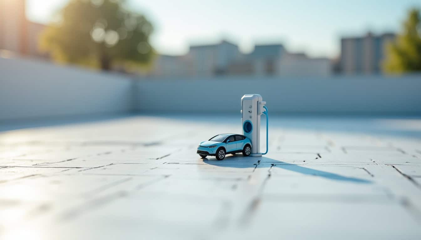 Borne de recharge installée dans le parking d