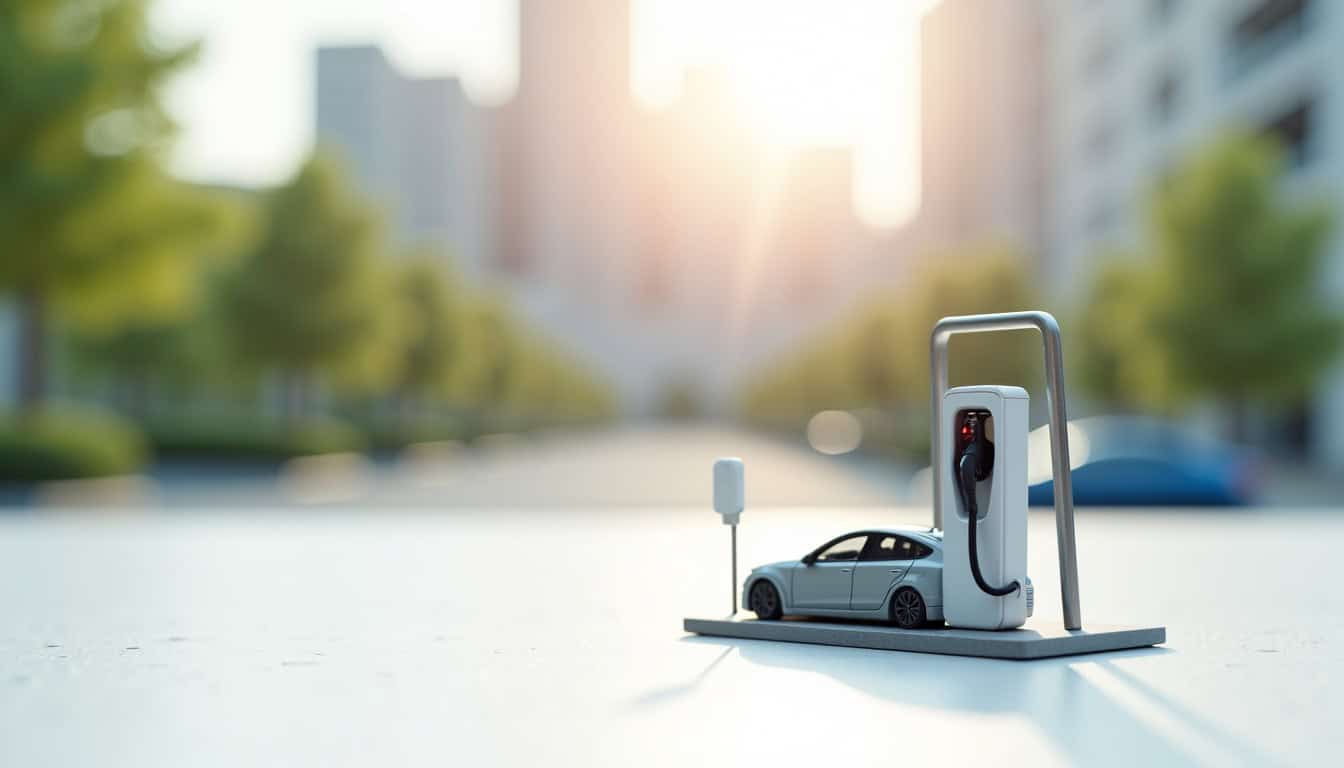 Borne de recharge installée dans le parking d
