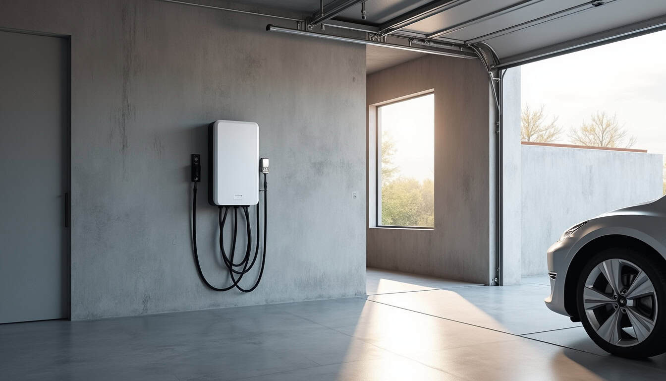 Borne de recharge installée dans un garage à Moirax