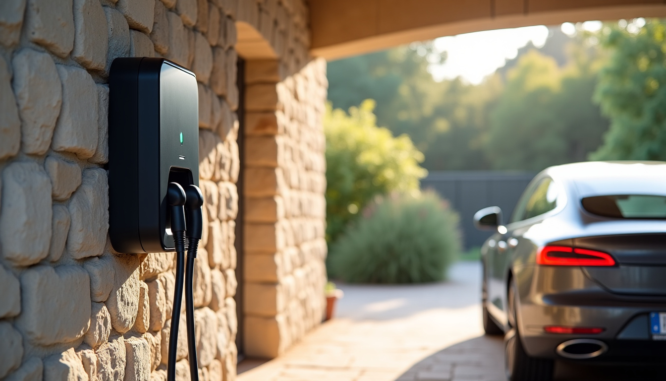 Borne de recharge installée dans un garage privé à Gaillan-en-Médoc