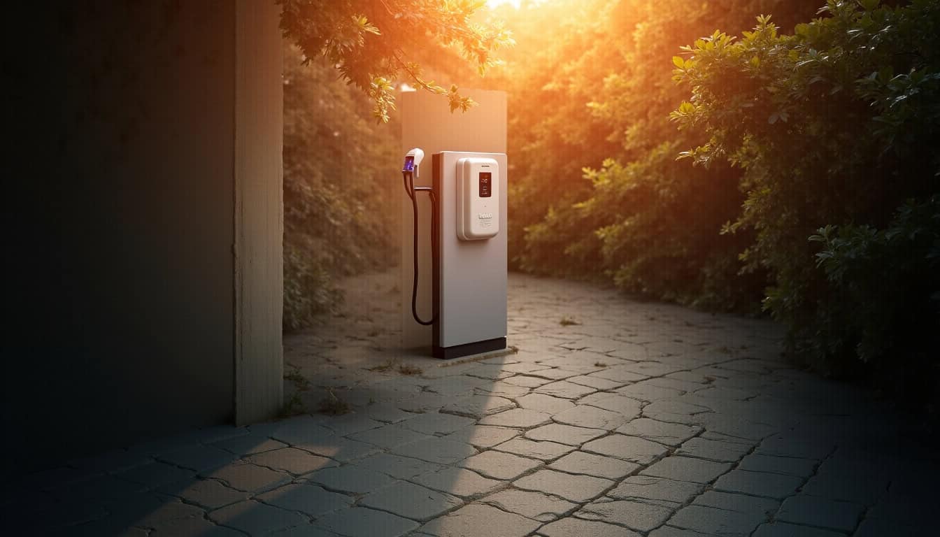 Borne de recharge installée dans un parking de copropriété à Varilhes