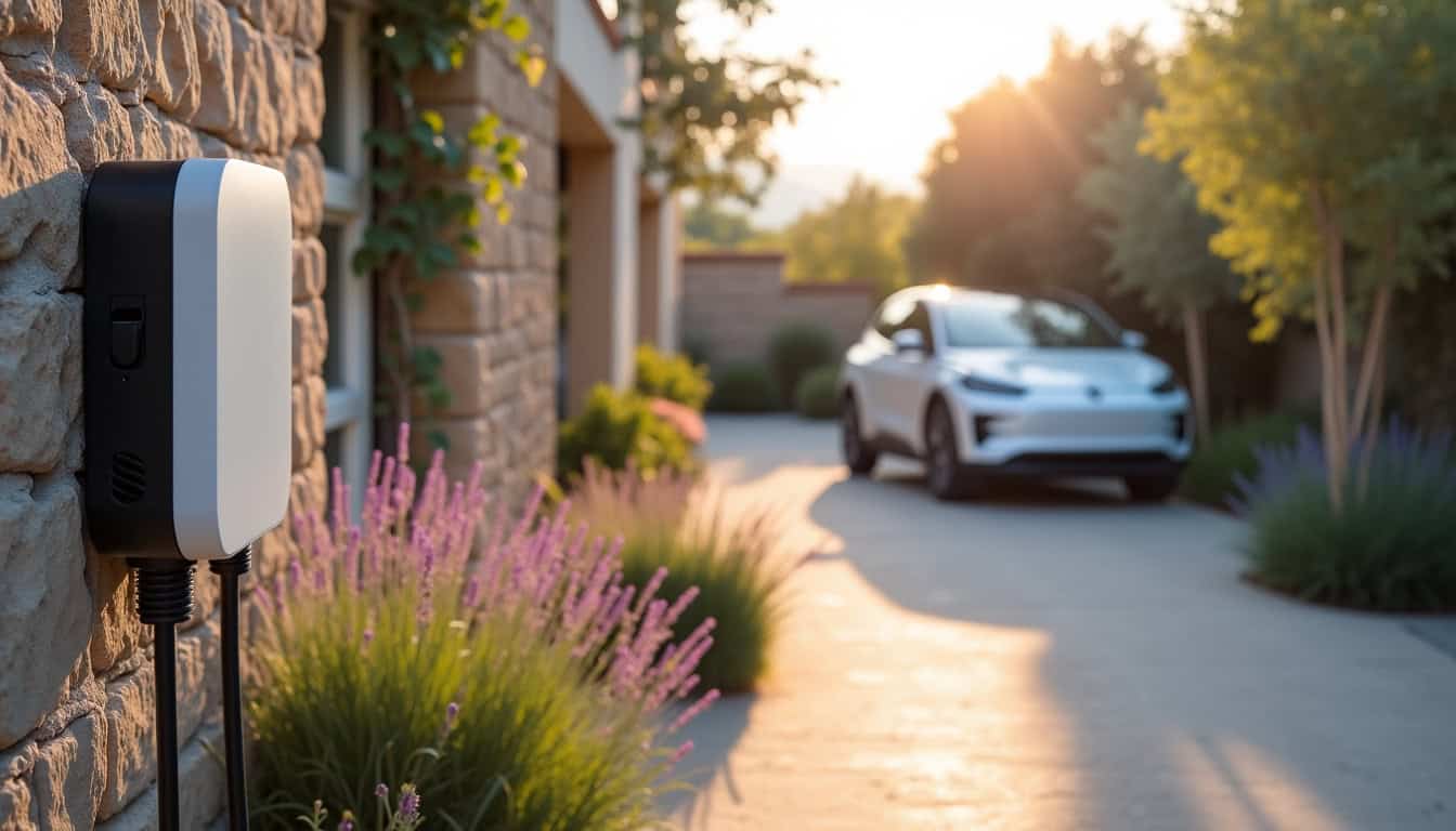 Borne de recharge installée dans une cour privée à Cuers