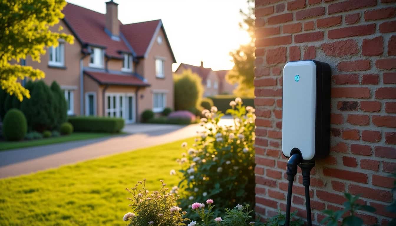 Borne de recharge installée devant une maison à Flines-lès-Mortagne