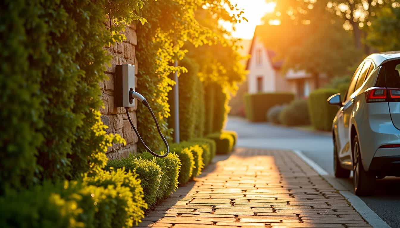 Borne de recharge installée devant une maison individuelle à Périgny