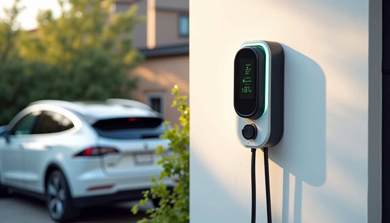 Borne de recharge installée sur la façade d