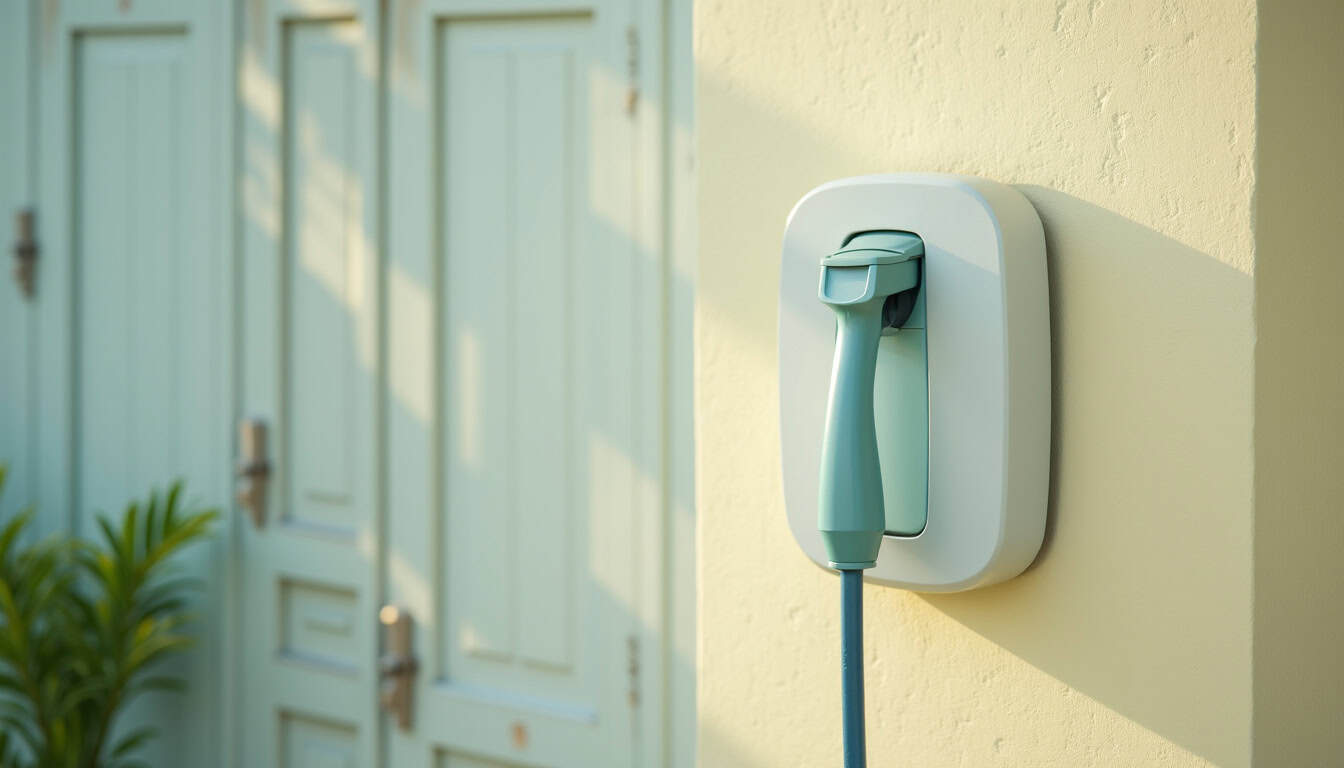 Borne de recharge installée sur le mur d