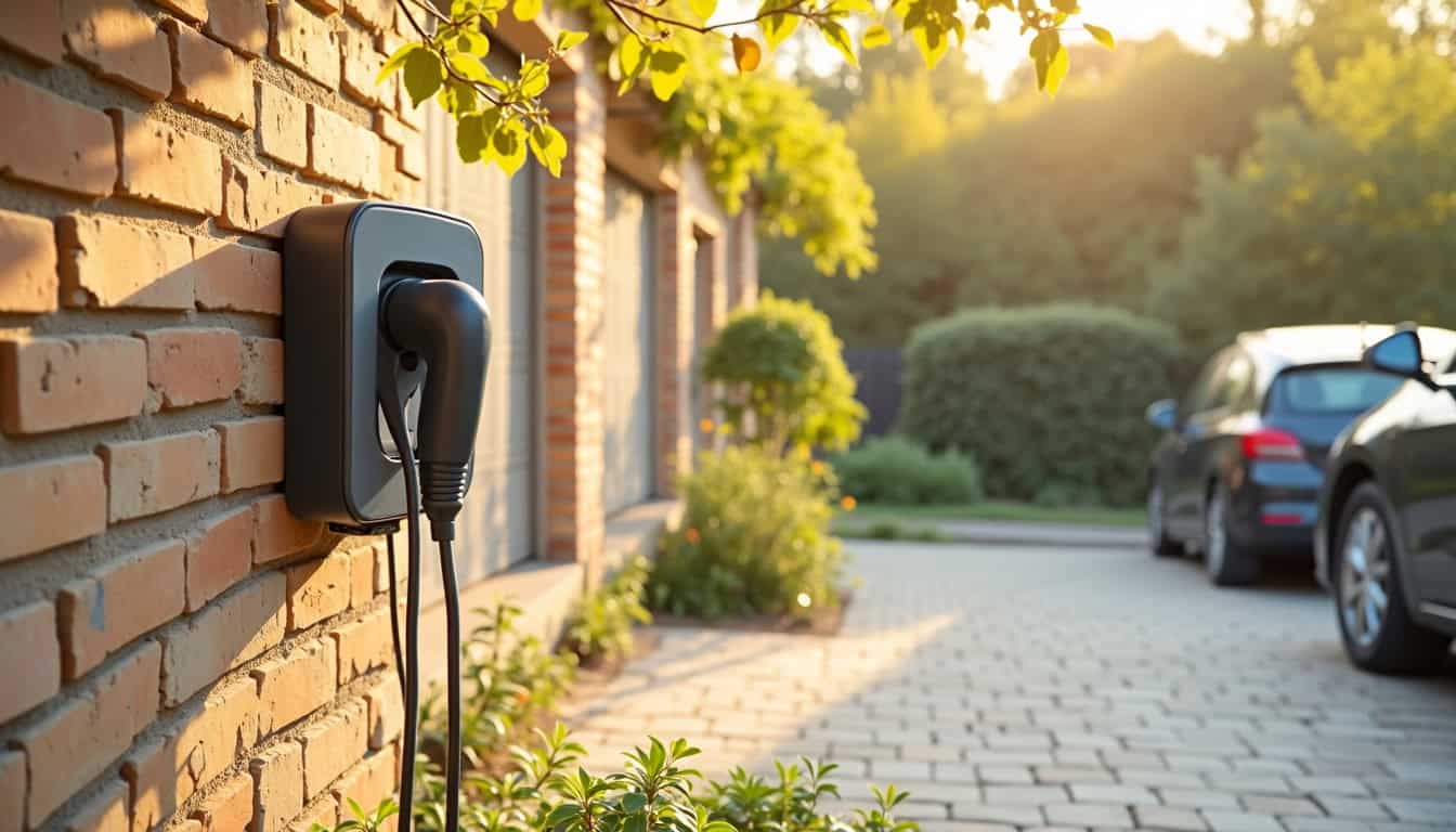 Borne de recharge installée sur le parking d’une maison à Spay