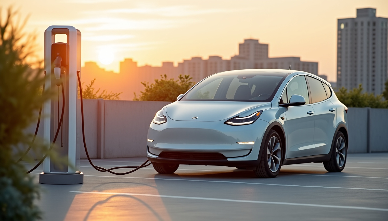 Borne de recharge installée sur un parking d