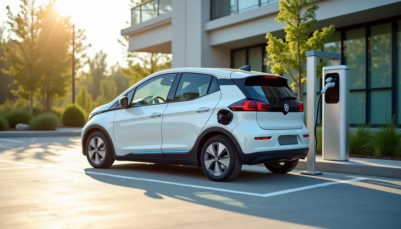 Borne de recharge installée sur un parking d