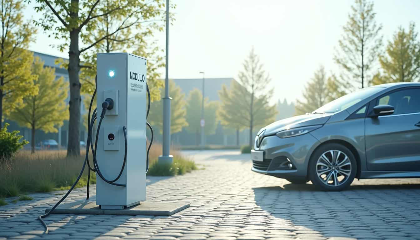 Borne de recharge MODULO en fonctionnement sur la Place Bretonneau à Saint-Georges-sur-Cher