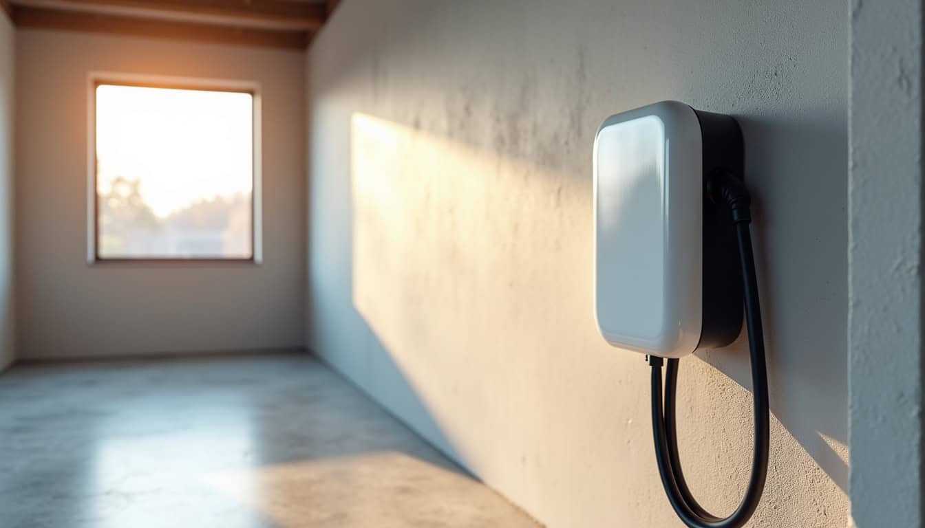 Borne de recharge murale installée dans un garage à Genillé