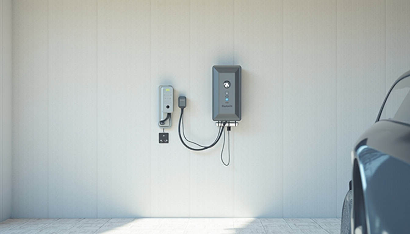 Borne de recharge murale installée dans un garage privé à Vaires-sur-Marne