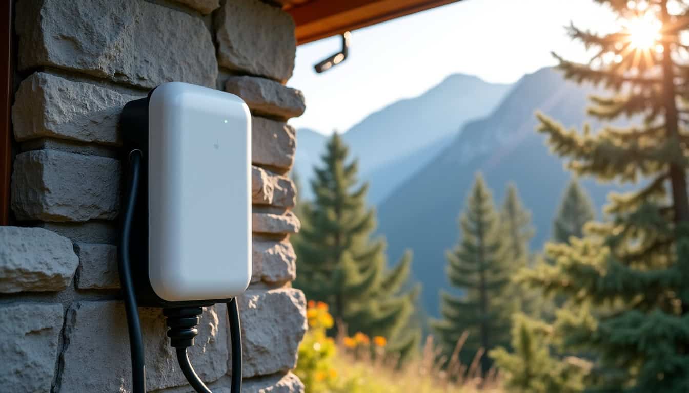 Borne de recharge murale installée sur un mur extérieur à Le Sappey-en-Chartreuse
