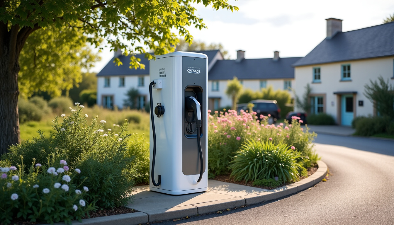 Borne de recharge Ouest Charge située au rond-point de la rue René Guy Cadou à Sainte-Reine-de-Bretagne