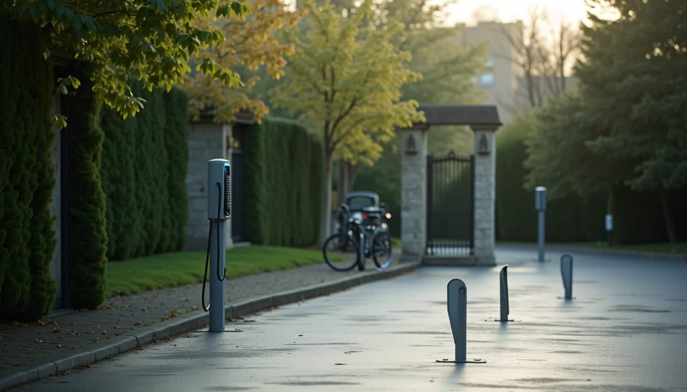 Borne de recharge pour véhicules électriques située rue des Vigneux, à côté du cimetière de La Ville-ès-Nonais