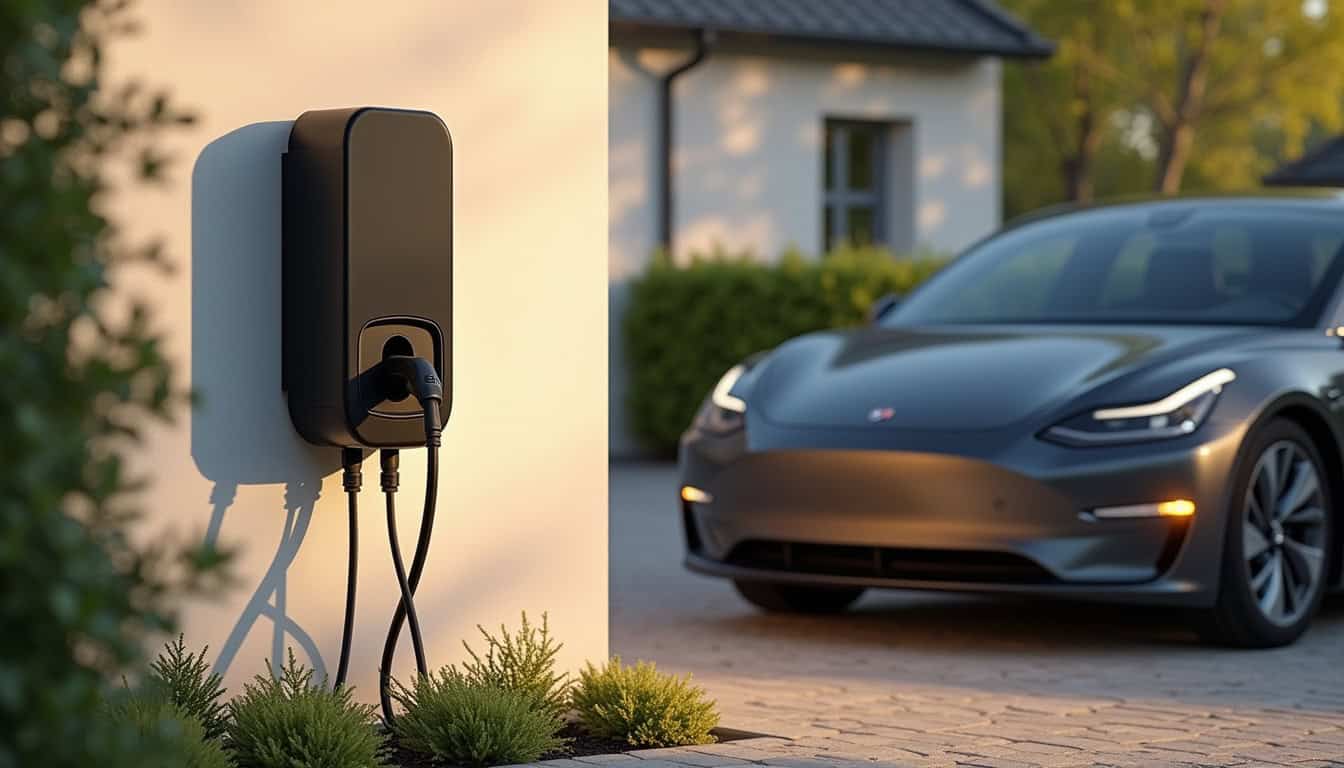 Borne de recharge pour voiture électrique installée dans une résidence à Gresswiller