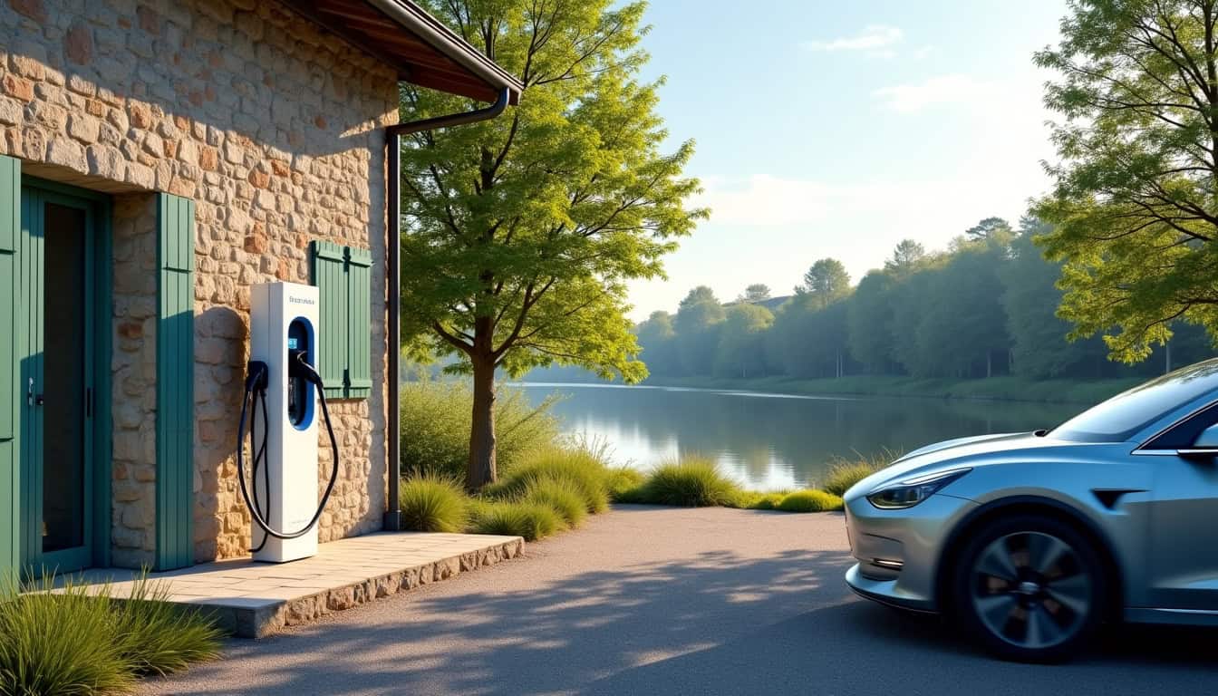 Borne de recharge publique à la mairie de Rochetaillée-sur-Saône