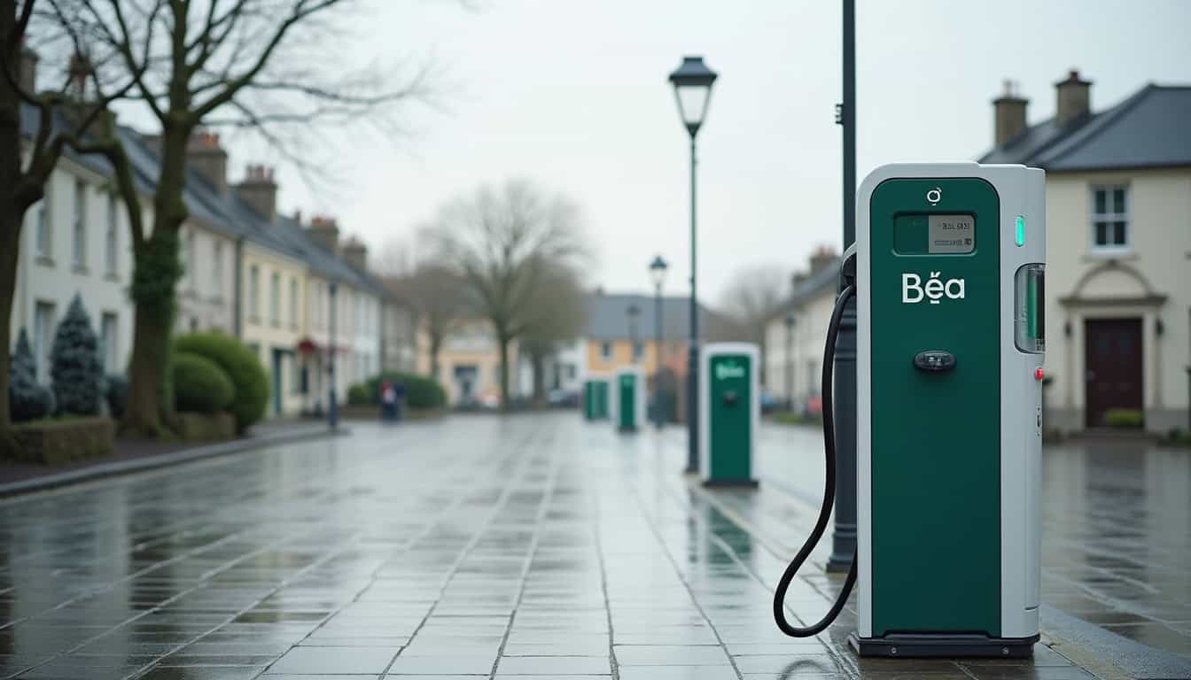 Borne de recharge publique Béa située Place Porteu de la Morandière à Bourg-des-Comptes