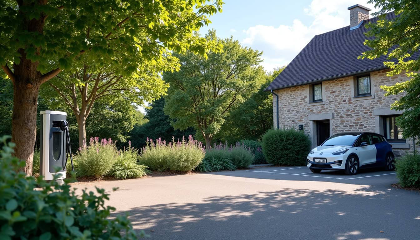 Borne de recharge publique NW IECharge située à La Grange du Chêne à Saint-Amour