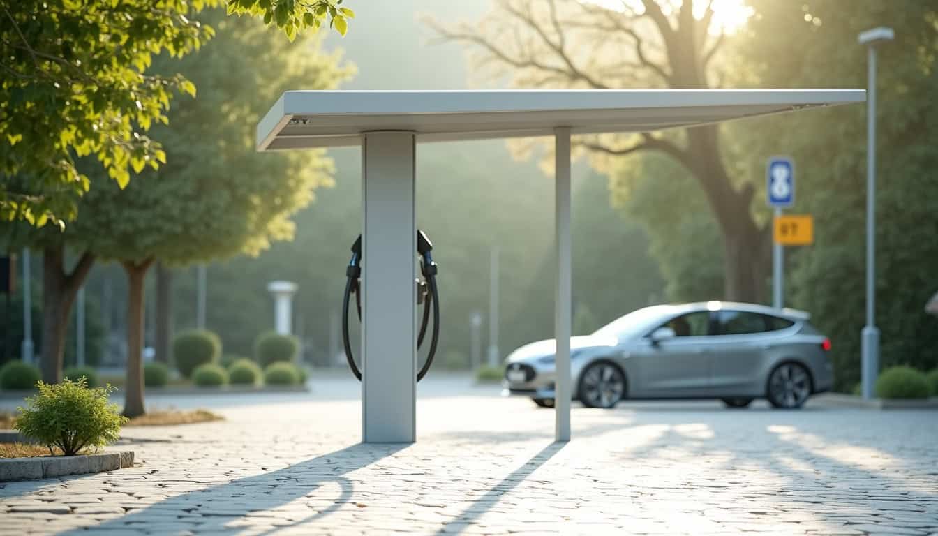 Borne de recharge publique place de l’Abbé Humeau à Étriché