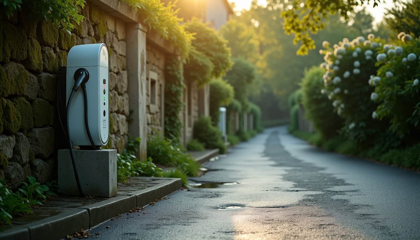 Borne de recharge publique située à Iffendic, rue de la Poste