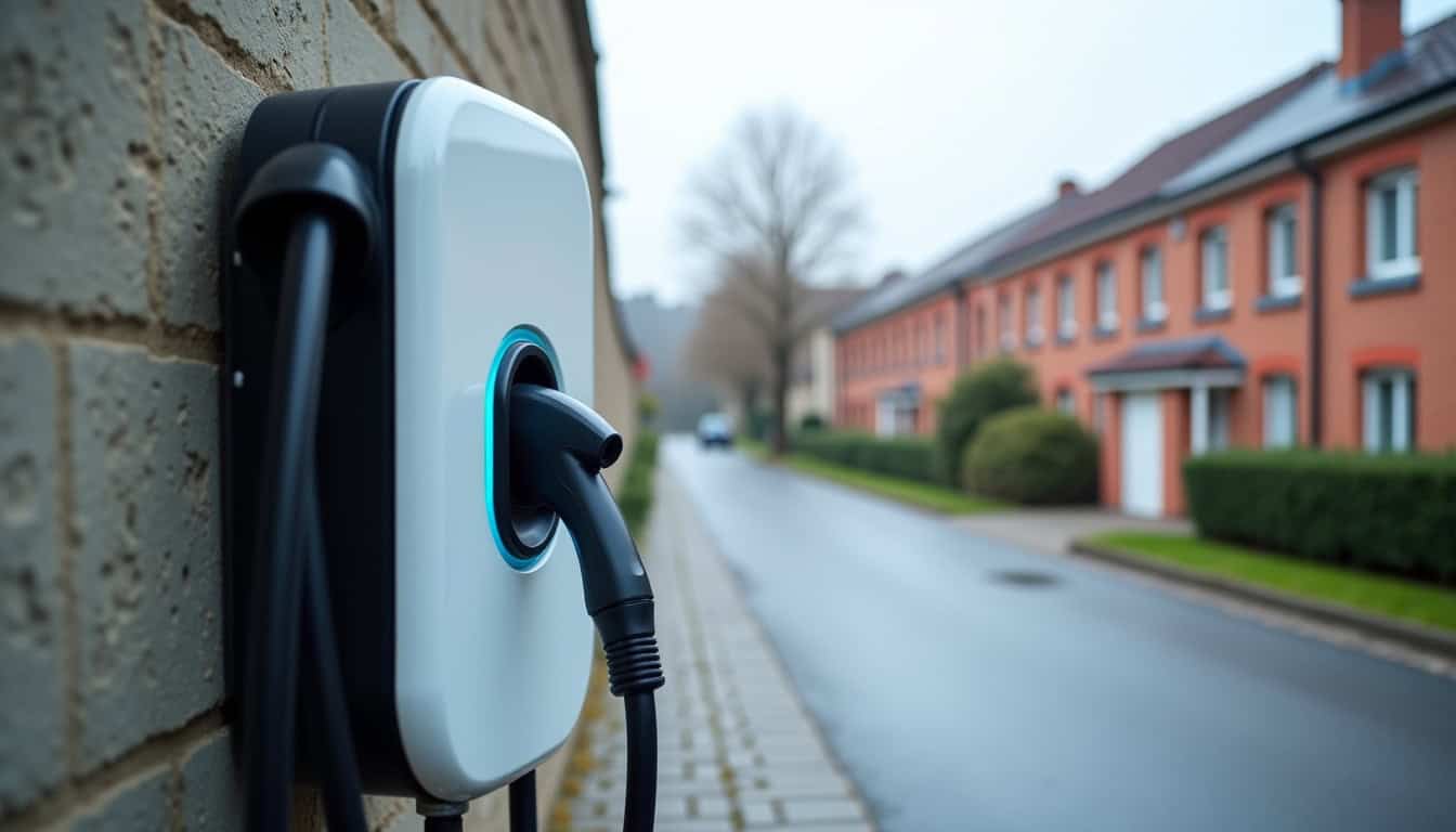 Borne de recharge publique située à Naours, rue des Marais