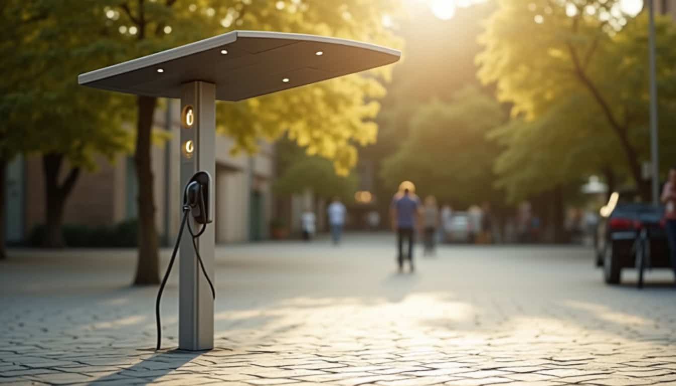 Borne de recharge publique située place de la Libération à Varages